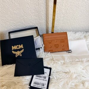 MCM Brown Card Holder with Logo
